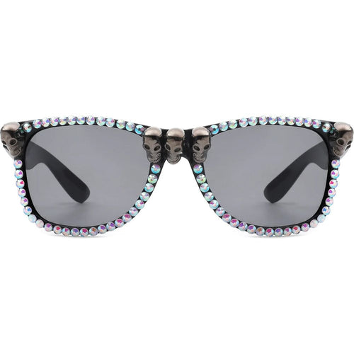 Load image into Gallery viewer, Myralis - Classic Horn Rim Rhinestone Gothic Skull Square Sunglasses
