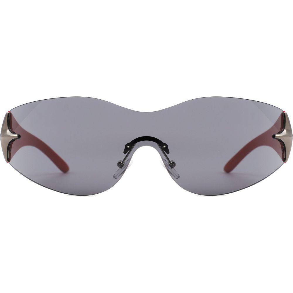 Spark - Sleek Rimless Double Star Fashion Shield Sunglasses