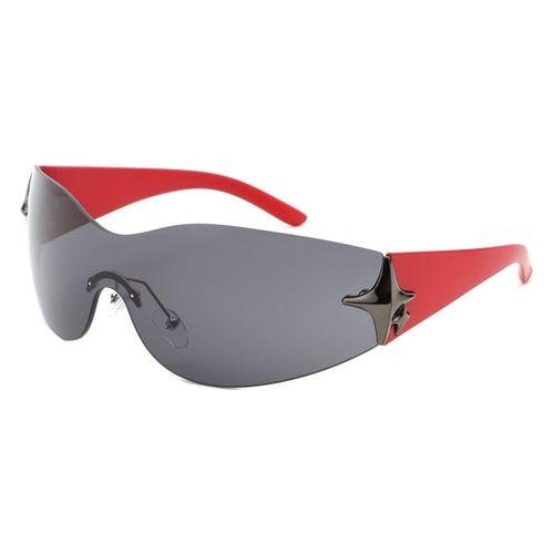 Spark - Sleek Rimless Double Star Fashion Shield Sunglasses