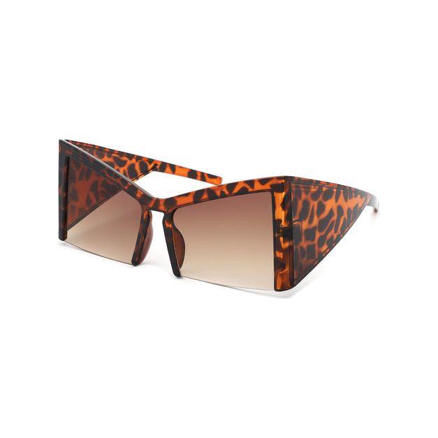 Elyndor - Oversized Geometric Square Semi-Rimless Cat Eye Sunglasses