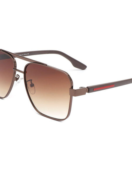 Shimmer - Square Flat Top Tinted Brow-Bar Fashion Sunglasses