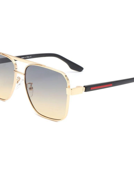Shimmer - Square Flat Top Tinted Brow-Bar Fashion Sunglasses