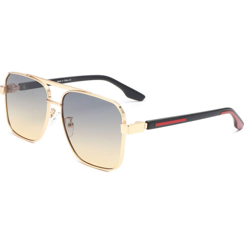 Shimmer - Square Flat Top Tinted Brow-Bar Fashion Sunglasses