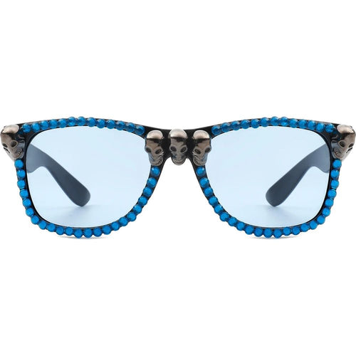 Load image into Gallery viewer, Myralis - Classic Horn Rim Rhinestone Gothic Skull Square Sunglasses
