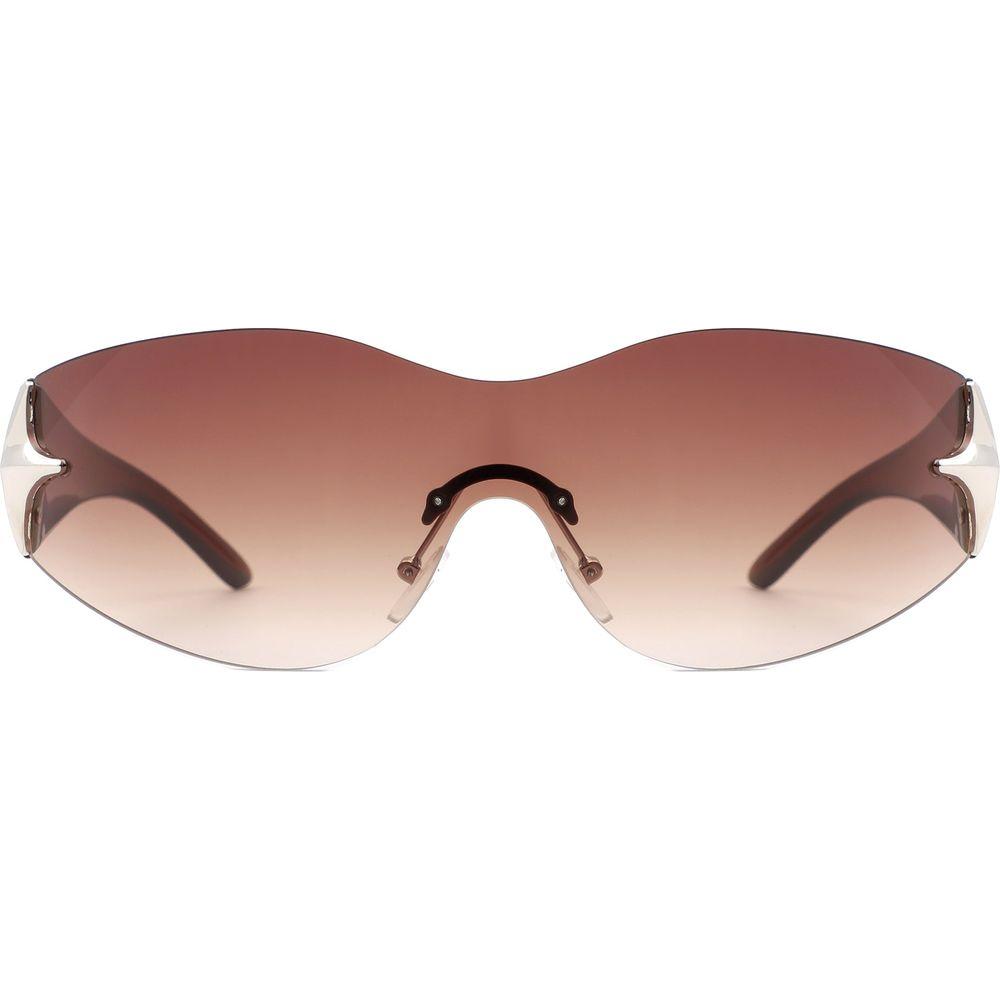 Spark - Sleek Rimless Double Star Fashion Shield Sunglasses