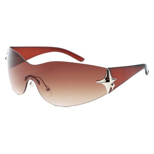 Spark - Sleek Rimless Double Star Fashion Shield Sunglasses