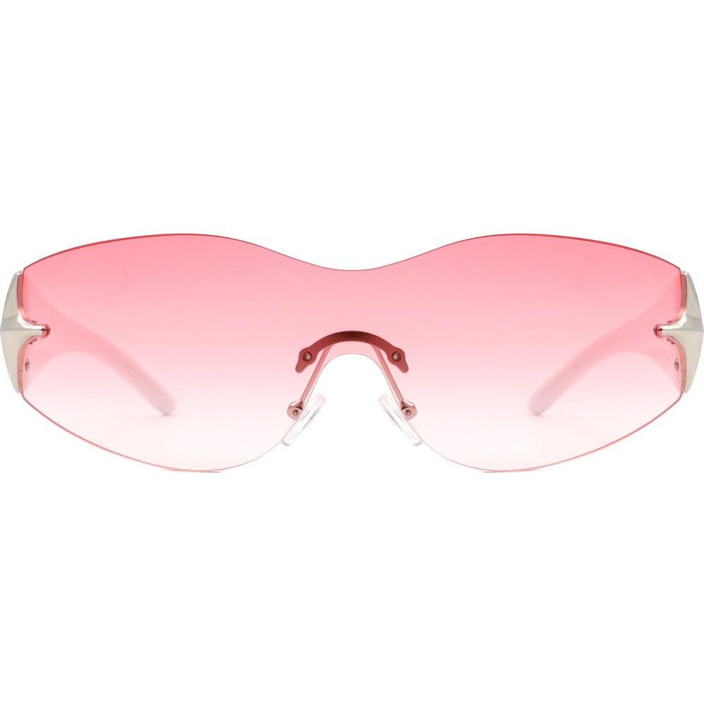 Spark - Sleek Rimless Double Star Fashion Shield Sunglasses