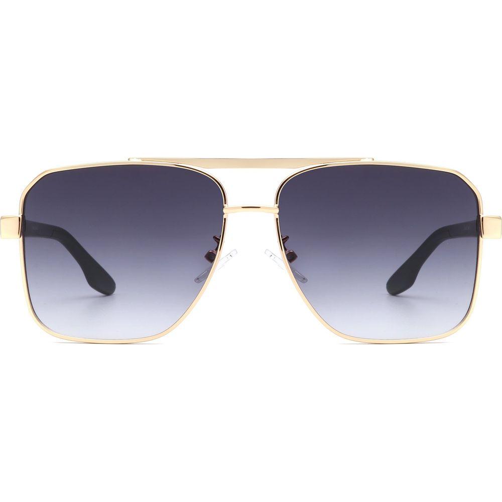 Shimmer - Square Flat Top Tinted Brow-Bar Fashion Sunglasses