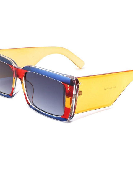 Yoplines - Retro Rectangle Square Flat Top Tinted Sunglasses