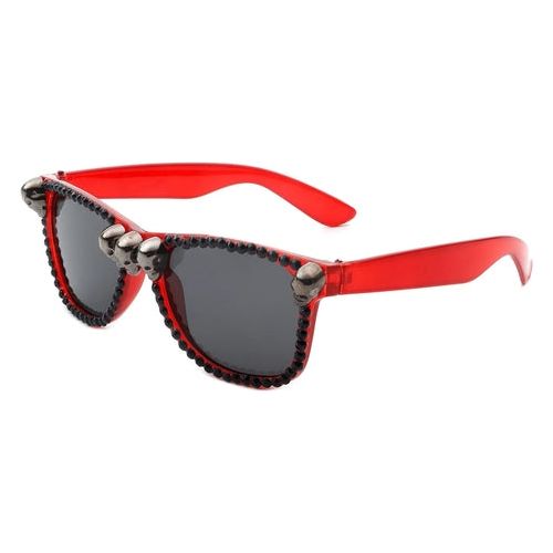 Load image into Gallery viewer, Myralis - Classic Horn Rim Rhinestone Gothic Skull Square Sunglasses
