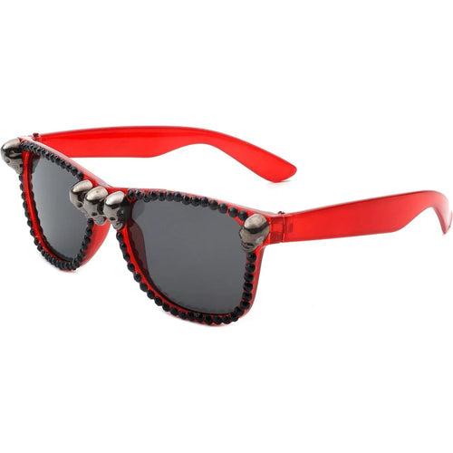 Load image into Gallery viewer, Myralis - Classic Horn Rim Rhinestone Gothic Skull Square Sunglasses
