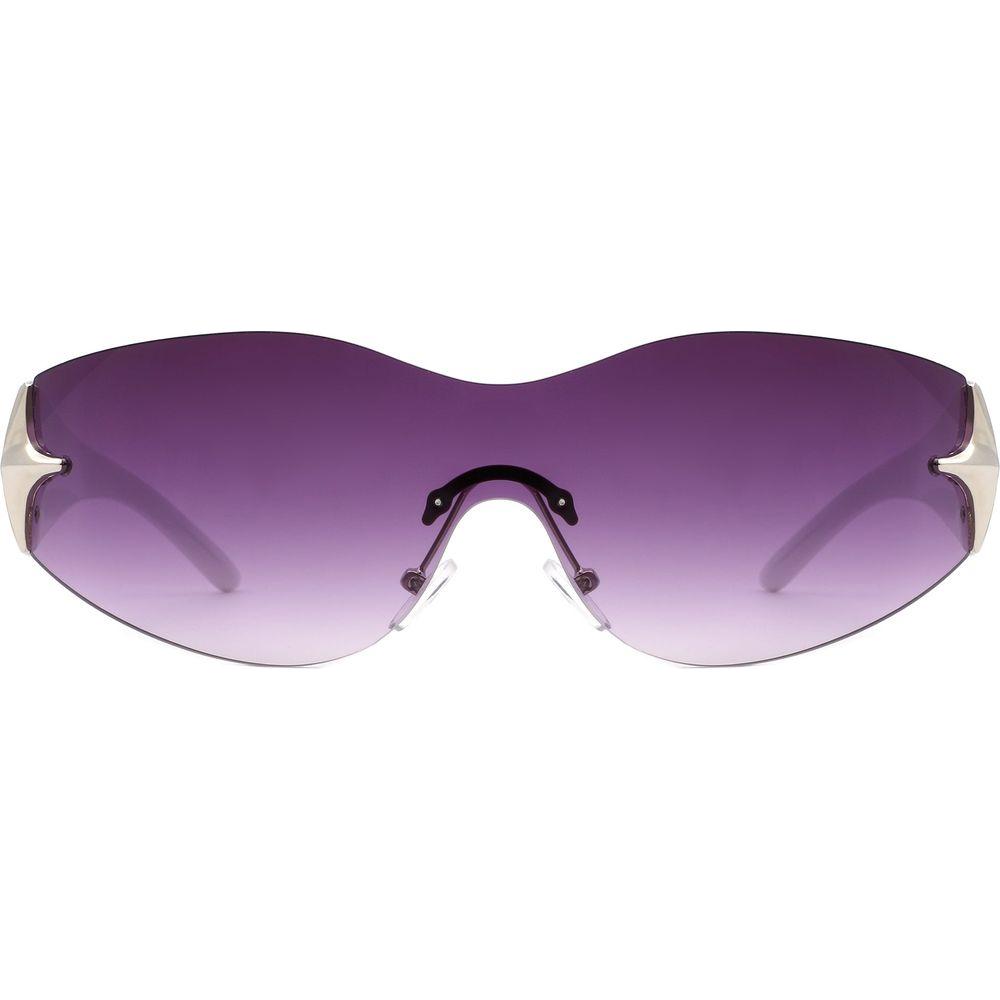 Spark - Sleek Rimless Double Star Fashion Shield Sunglasses