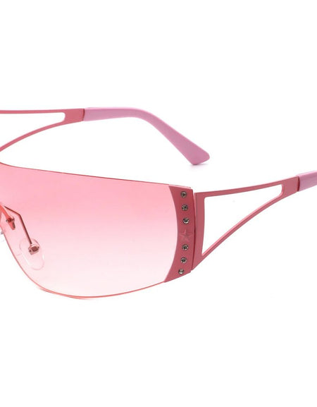 Vaeris - Rimless Rectangle Chic Rhinestone Luxury Sunglasses
