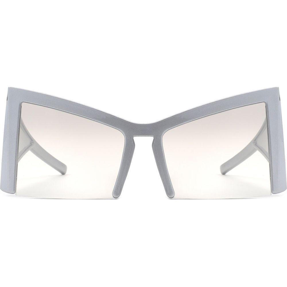 Elyndor - Oversized Geometric Square Semi-Rimless Cat Eye Sunglasses