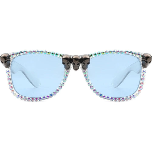 Load image into Gallery viewer, Myralis - Classic Horn Rim Rhinestone Gothic Skull Square Sunglasses
