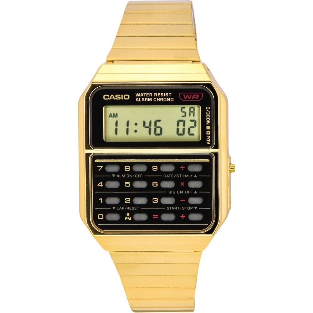 Casio Vintage Digital Calculator Gold Tone Stainless Steel Quartz CA-500WEG-1A Men's Watch