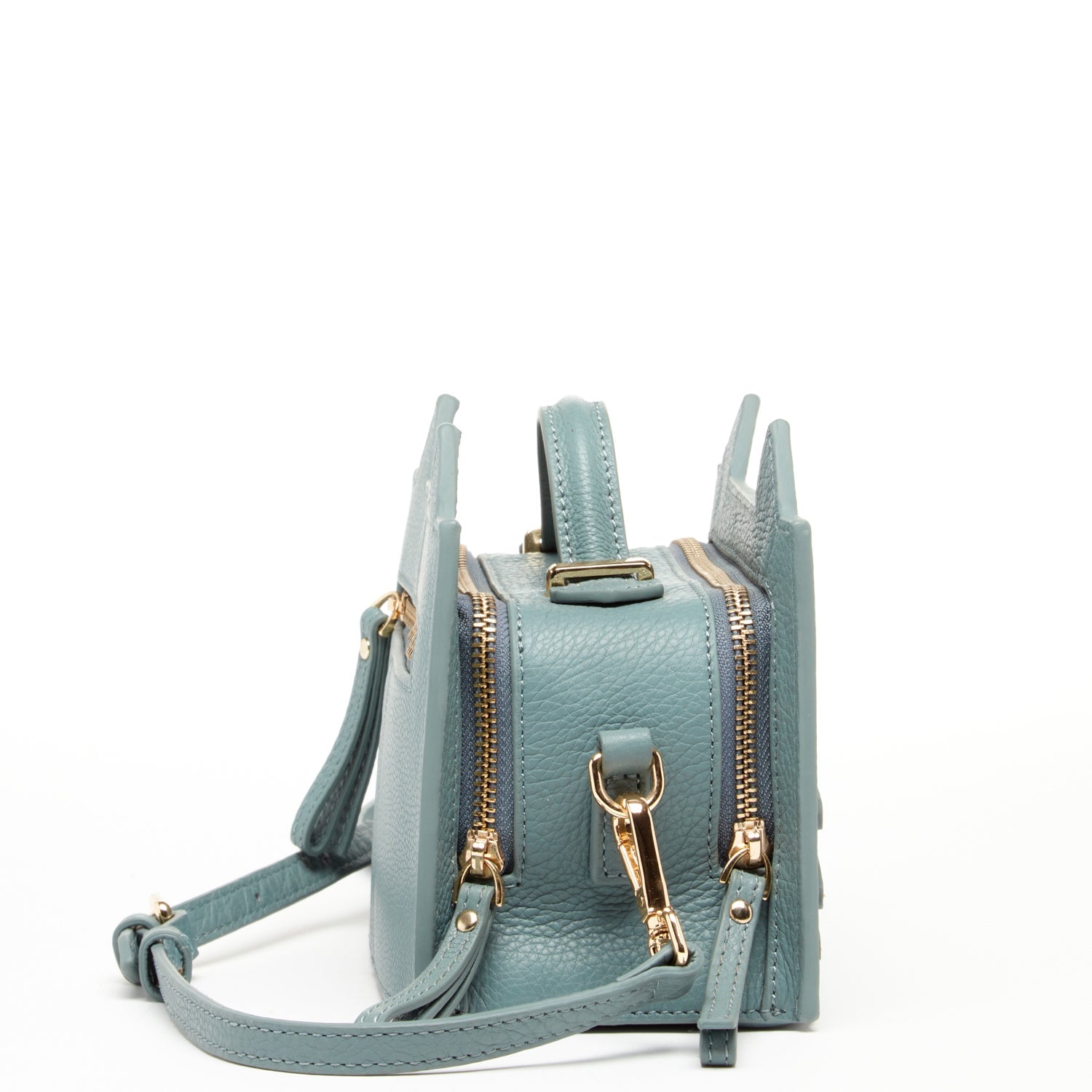 SUSU Leather Cat Purse Crossbody Mineral Blue