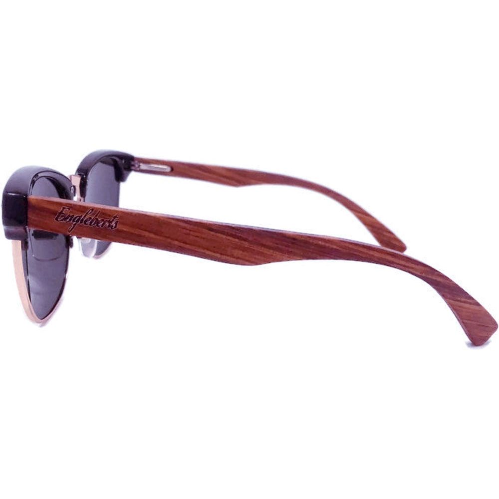 Real Walnut Wood Club Style Sunglasses, Polarized Lenses