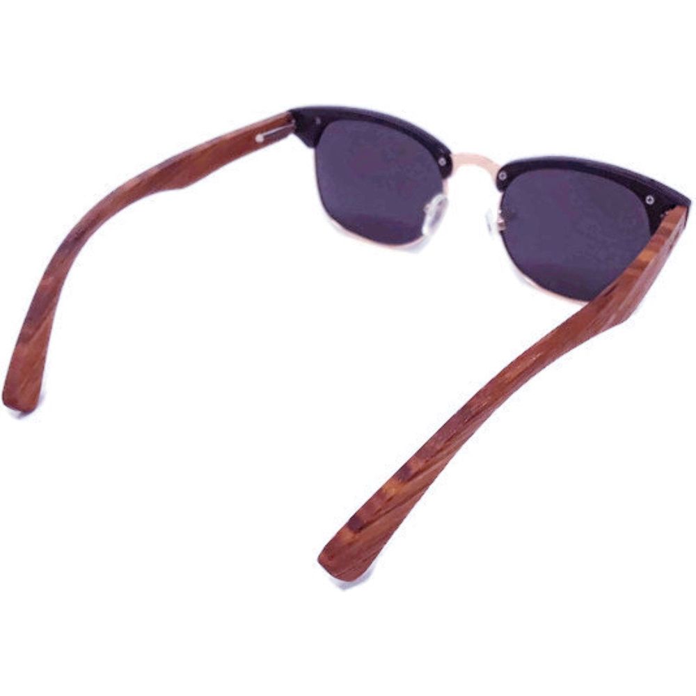 Real Walnut Wood Club Style Sunglasses, Polarized Lenses