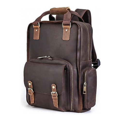 Load image into Gallery viewer, The Gaetano | Large Leather Backpack Camera Bag with Tripod Holder
