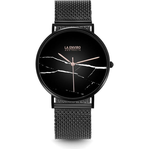 Load image into Gallery viewer, Black Marble Watch With Black Mesh Strap I 40 MM
