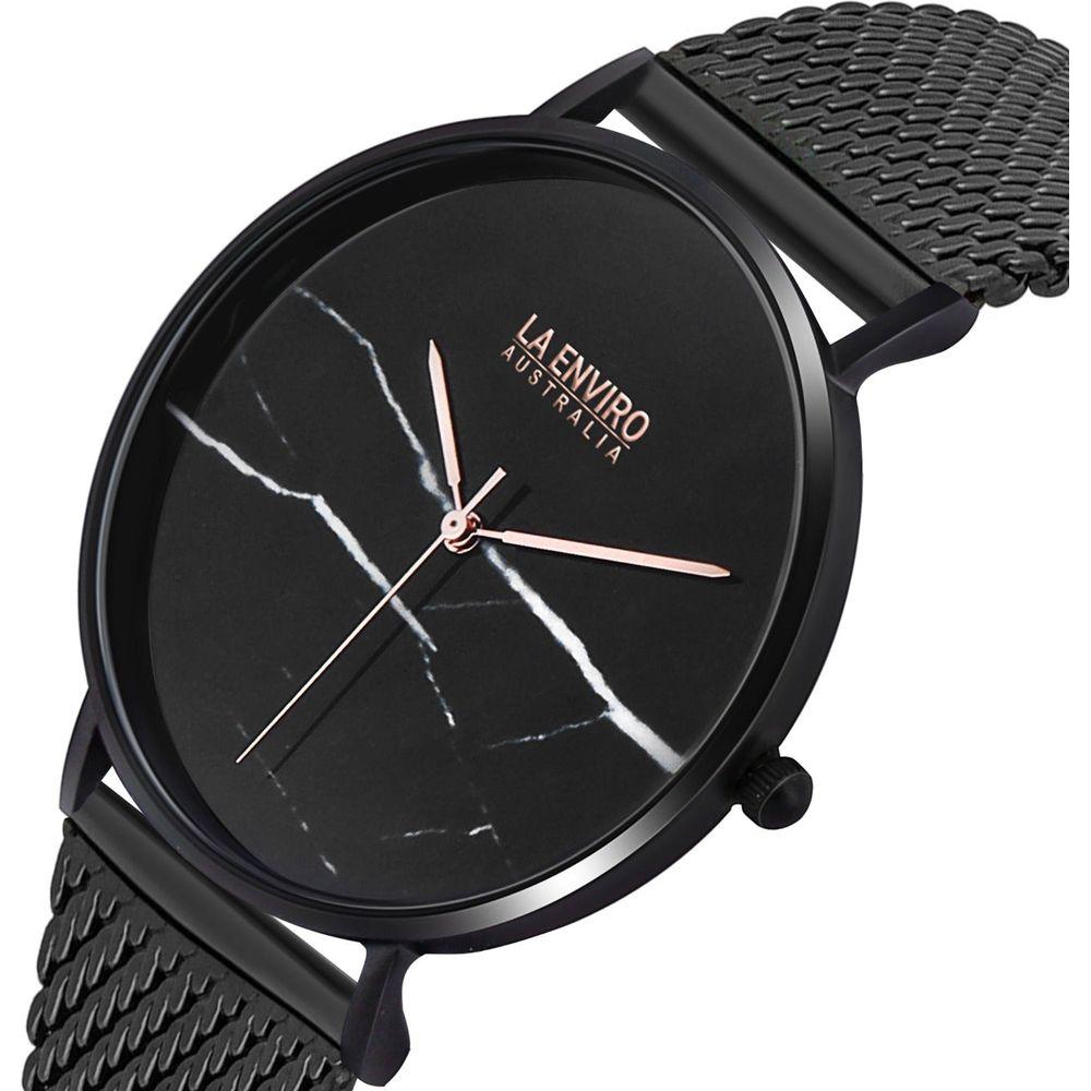 Black Marble Watch With Black Mesh Strap I 40 MM