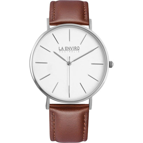 Load image into Gallery viewer, SILVER WITH BROWN STRAP I TIERRA 40 MM-0
