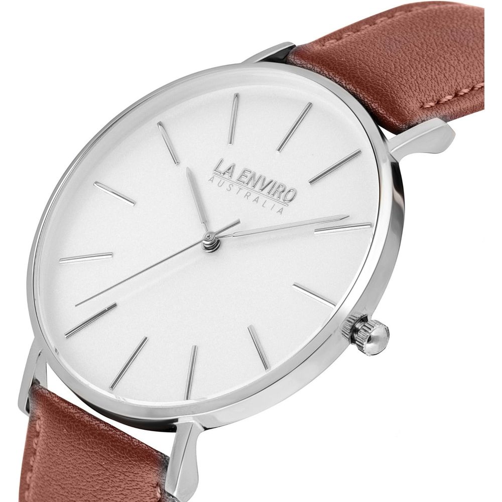 SILVER WITH BROWN STRAP I TIERRA 40 MM-1