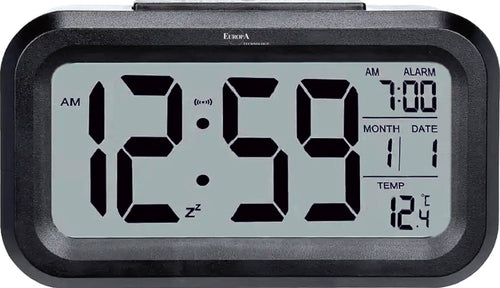 Load image into Gallery viewer, ELITE Sveglia digitale con luce LED automatica (sensore crepuscolare) - NERO - Digital alarm clock with automatic LED light (twilight sensor) - BLACK-0
