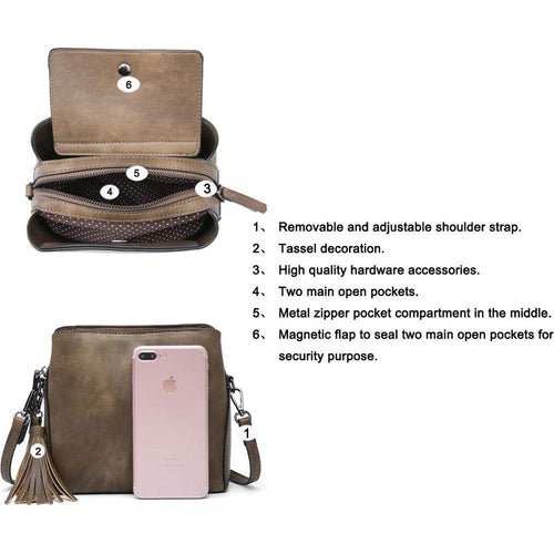 Load image into Gallery viewer, Designer Handbags - Elegant Vegan Leather Crossbody with Multi-Pockets
