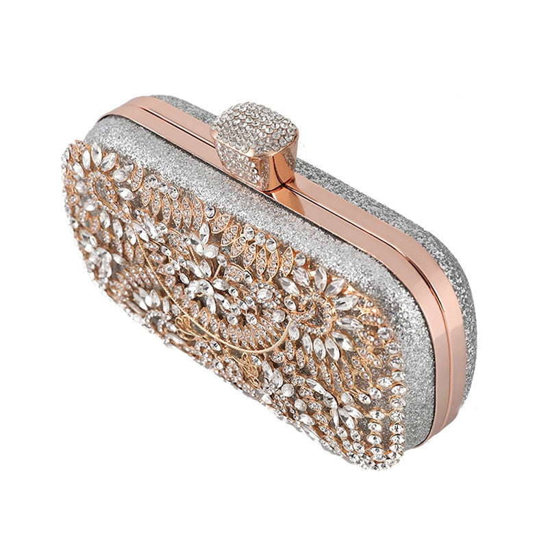 Diamond Evening Clutch Bag For Women Wedding Golden Clutch Purse Chain