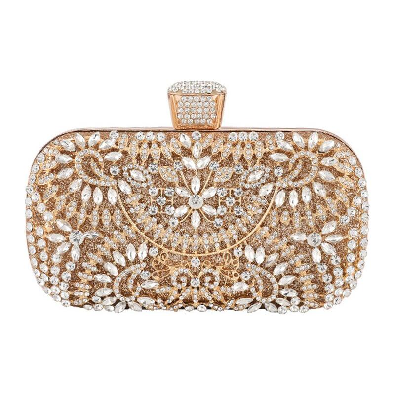 Diamond Evening Clutch Bag For Women Wedding Golden Clutch Purse Chain