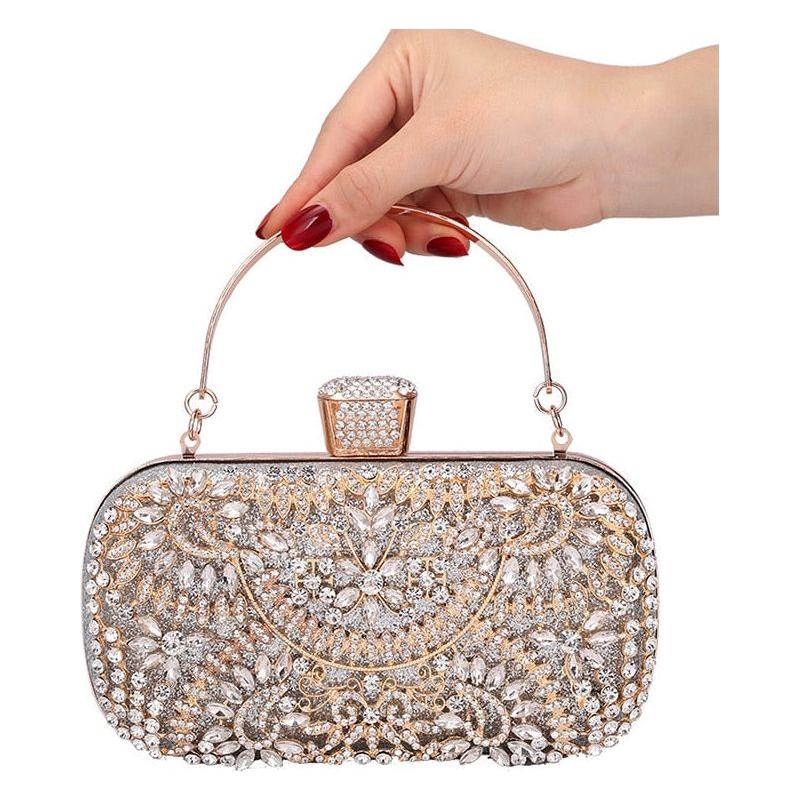 Diamond Evening Clutch Bag For Women Wedding Golden Clutch Purse Chain