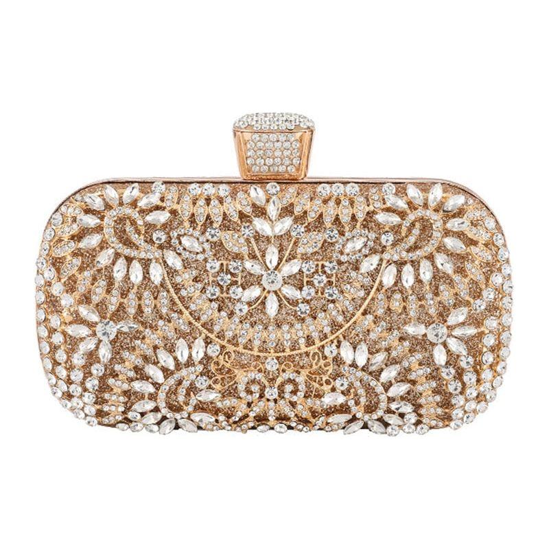 Diamond Evening Clutch Bag For Women Wedding Golden Clutch Purse Chain