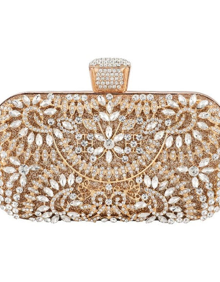 Diamond Evening Clutch Bag For Women Wedding Golden Clutch Purse Chain
