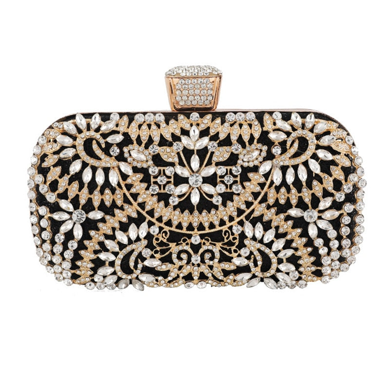 Diamond Evening Clutch Bag For Women Wedding Golden Clutch Purse Chain