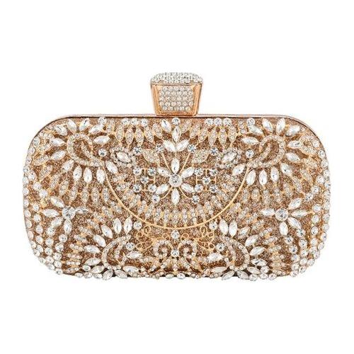 Diamond Evening Clutch Bag For Women Wedding Golden Clutch Purse Chain