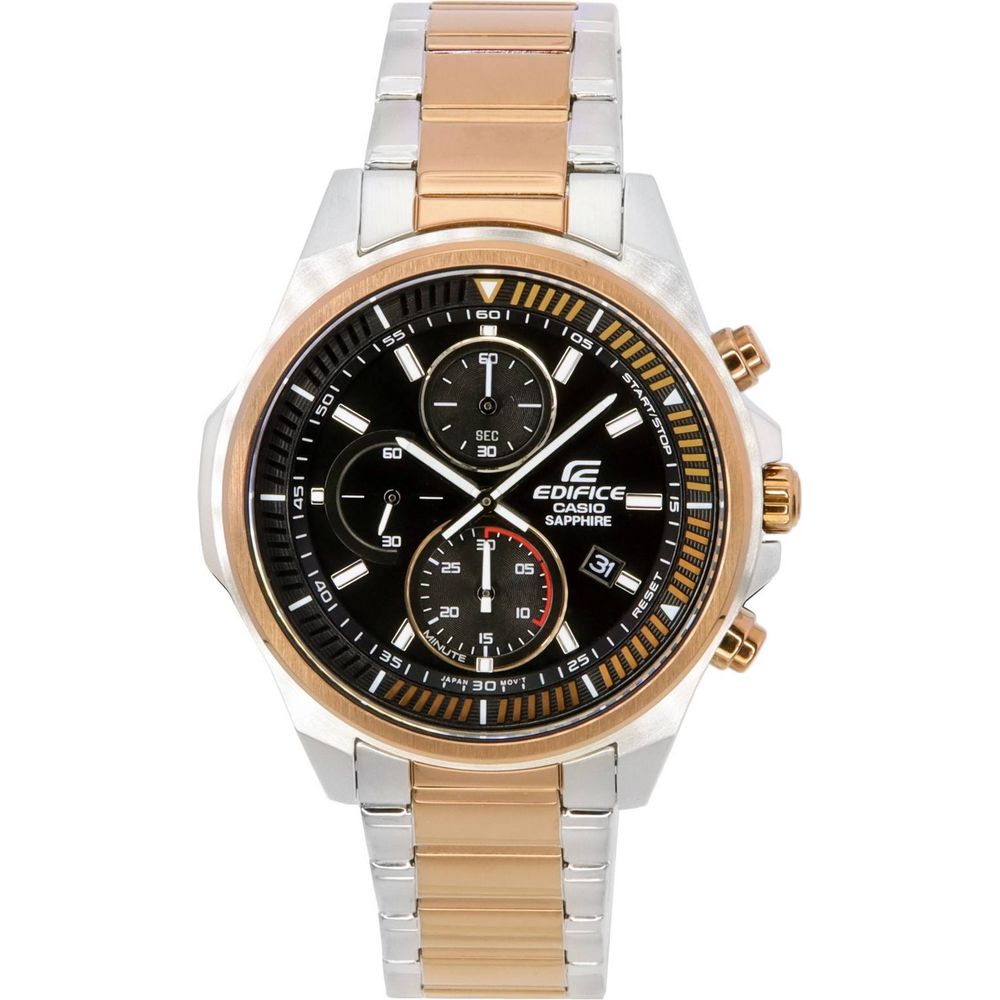 Casio Edifice Black Dial Two Tone Quartz Men's Watch - EFR-S572GS-1A