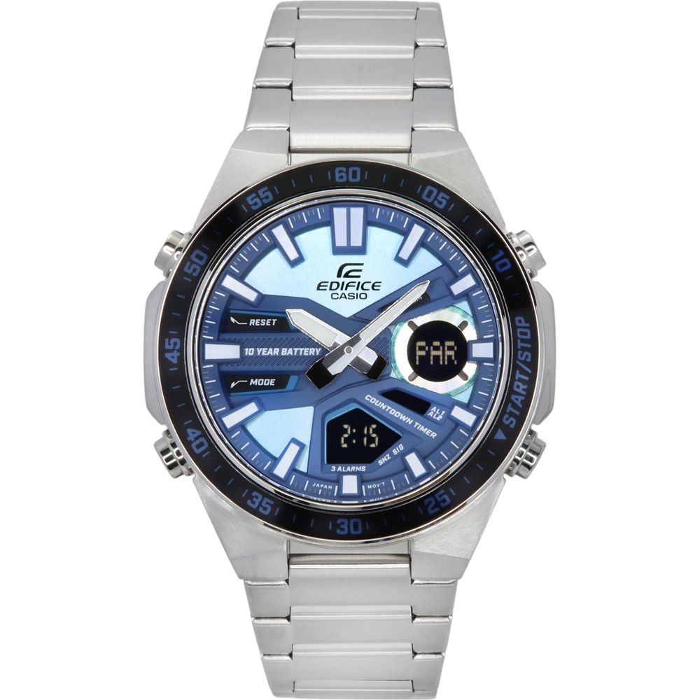 Casio Edifice Analog Digital Stainless Steel Blue Dial Quartz EFV-C110D-2B Men's Watch - A Fusion of Style and Functionality