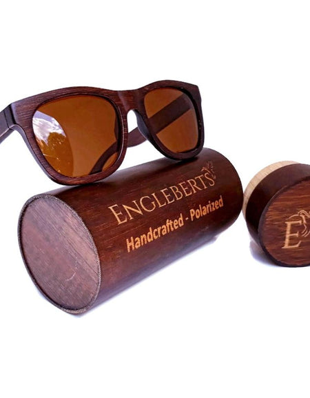 Sienna Wooden Sunglasses With Bamboo Case, Tea Polarized Lenses