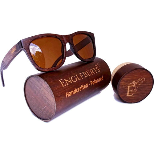 Load image into Gallery viewer, Sienna Wooden Sunglasses With Bamboo Case, Tea Polarized Lenses
