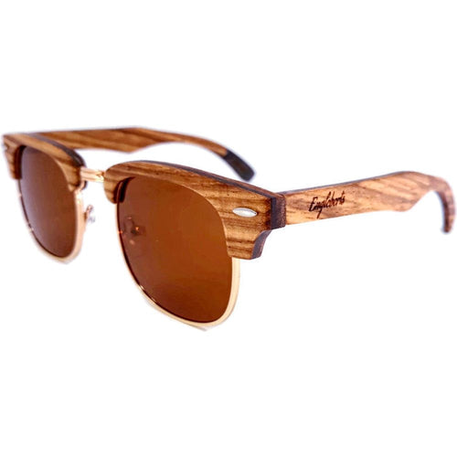 Load image into Gallery viewer, Full Wood, Half Rim Wooden Sunglasses With Bamboo Case, Tea Colored

