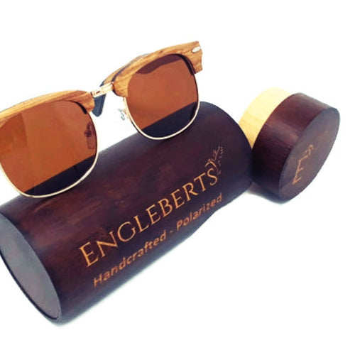 Load image into Gallery viewer, Real Ebony and ZebraWood Sunglasses With Bamboo Case, Tea Polarized
