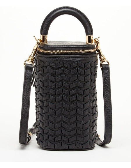 Elsa Small Leather Weave Bucket Bag Black - Exquisite Craftsmanship for Every Occasion