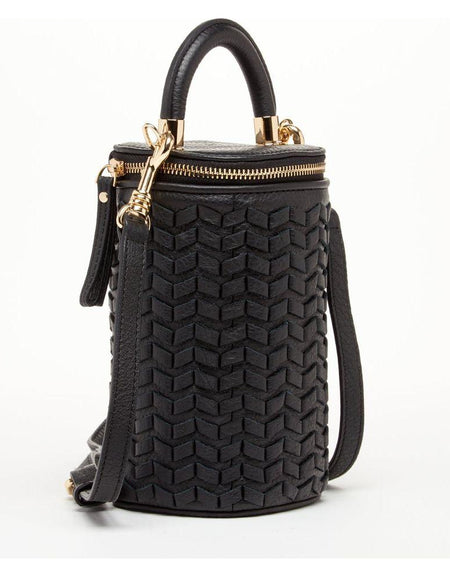 Elsa Small Leather Weave Bucket Bag Black - Exquisite Craftsmanship for Every Occasion