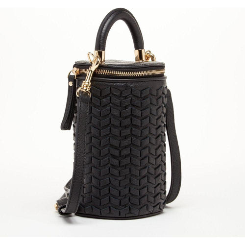 Load image into Gallery viewer, Elsa Small Leather Weave Bucket Bag Black - Exquisite Craftsmanship for Every Occasion
