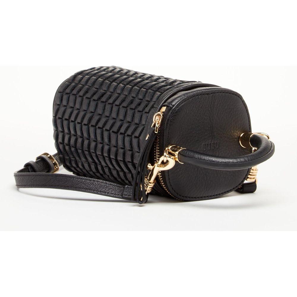 Elsa Small Leather Weave Bucket Bag Black - Exquisite Craftsmanship for Every Occasion