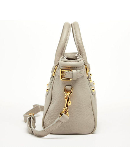 SUSU The Emma Leather Satchel Bag in Grayish Beige