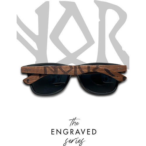 Load image into Gallery viewer, Eyewood | Engraved wooden sunglasses - Viking Runes - Suomi
