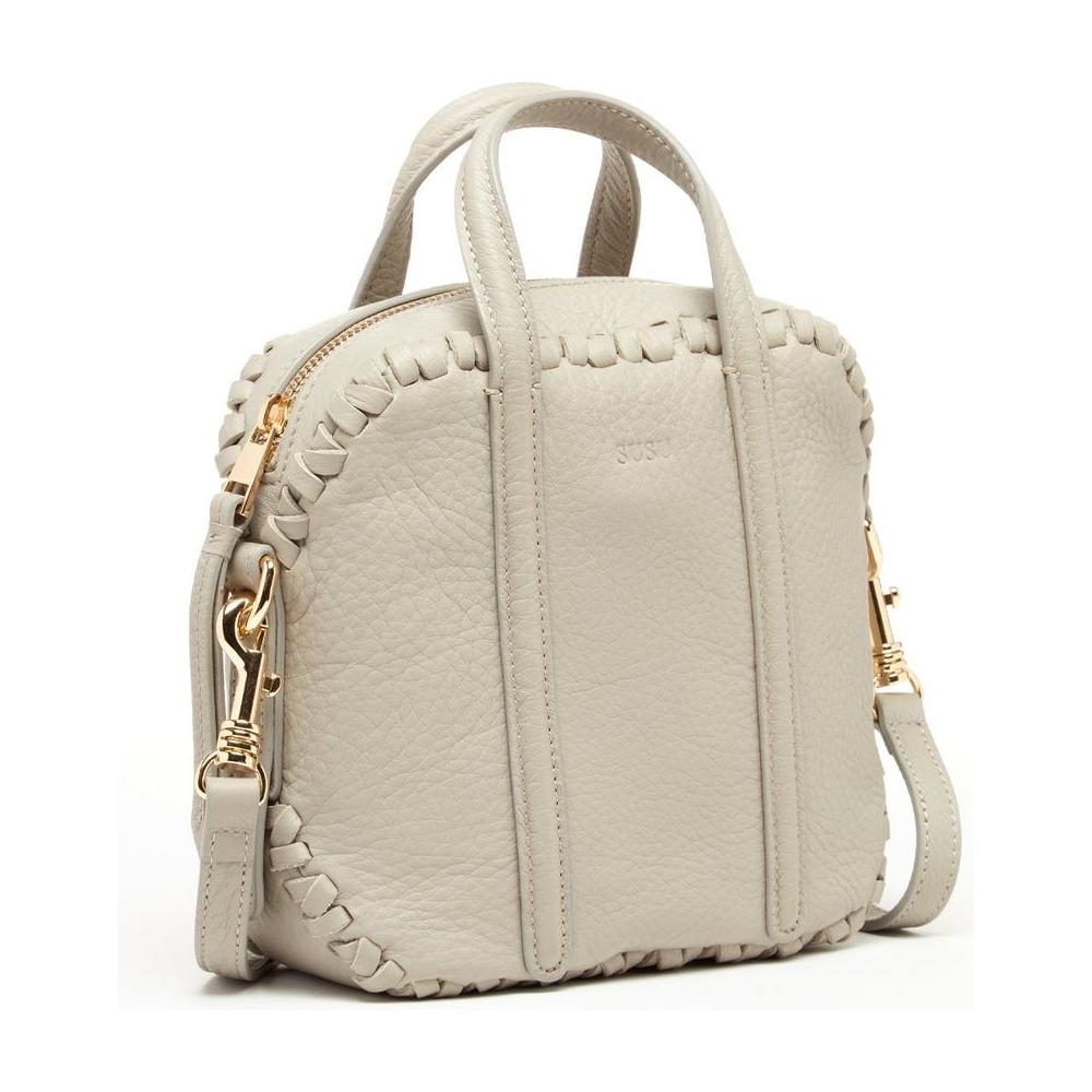 SUSU The Evelyn Gray Leather Crossbody Bag